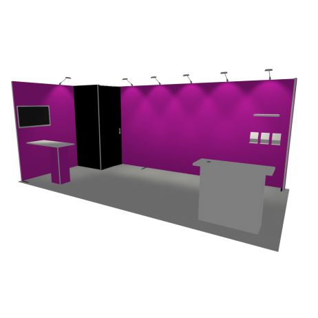 Stand 18 m2 cadre aluminium pré-monté2 cotés fermés