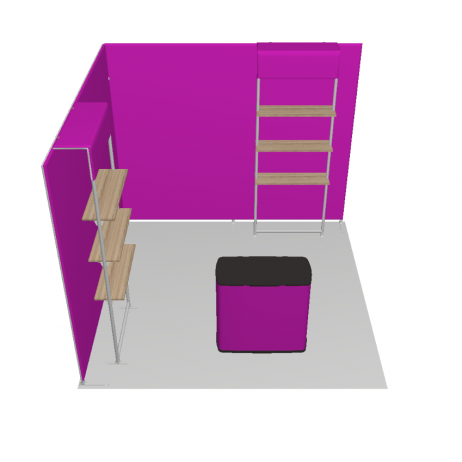 Stand tubulaire modulable portable 9 m2 2 cotés ouverts