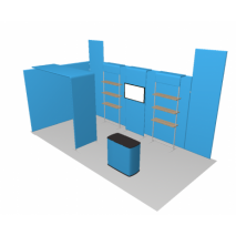 Stand tubulaire modulable 18 m² 2 cotés fermés avec signalitique haute