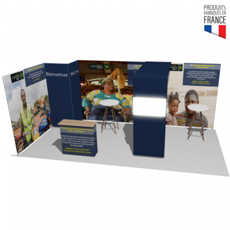 Pack 18 m2 stand modulable tubulaire avec réserve plus arche multimédia