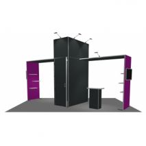 Stand 24 m2 cadre aluminium pré-monté avec arches et étagères