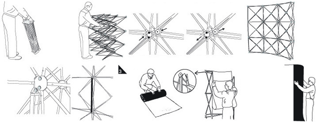 Montage du stand parapluie courbe recto verso