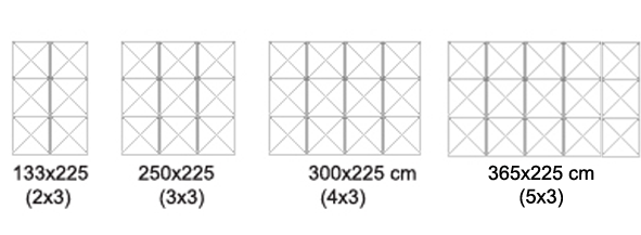 Dimensions de la structure parapluie courbe premium